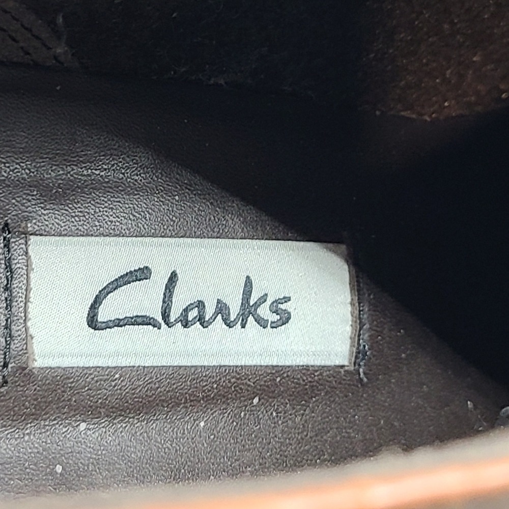 Clarks Lora Lana Ankle Boots Women 7 Tan Leather Excellent Block Heel Zip Up - Picture 3 of 9